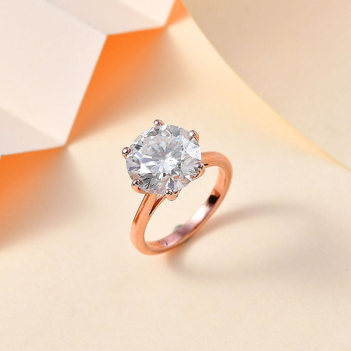 Moissanite Solitaire Ring in 18K Vermeil Rose Gold Plated Sterling Silver 7761713 2