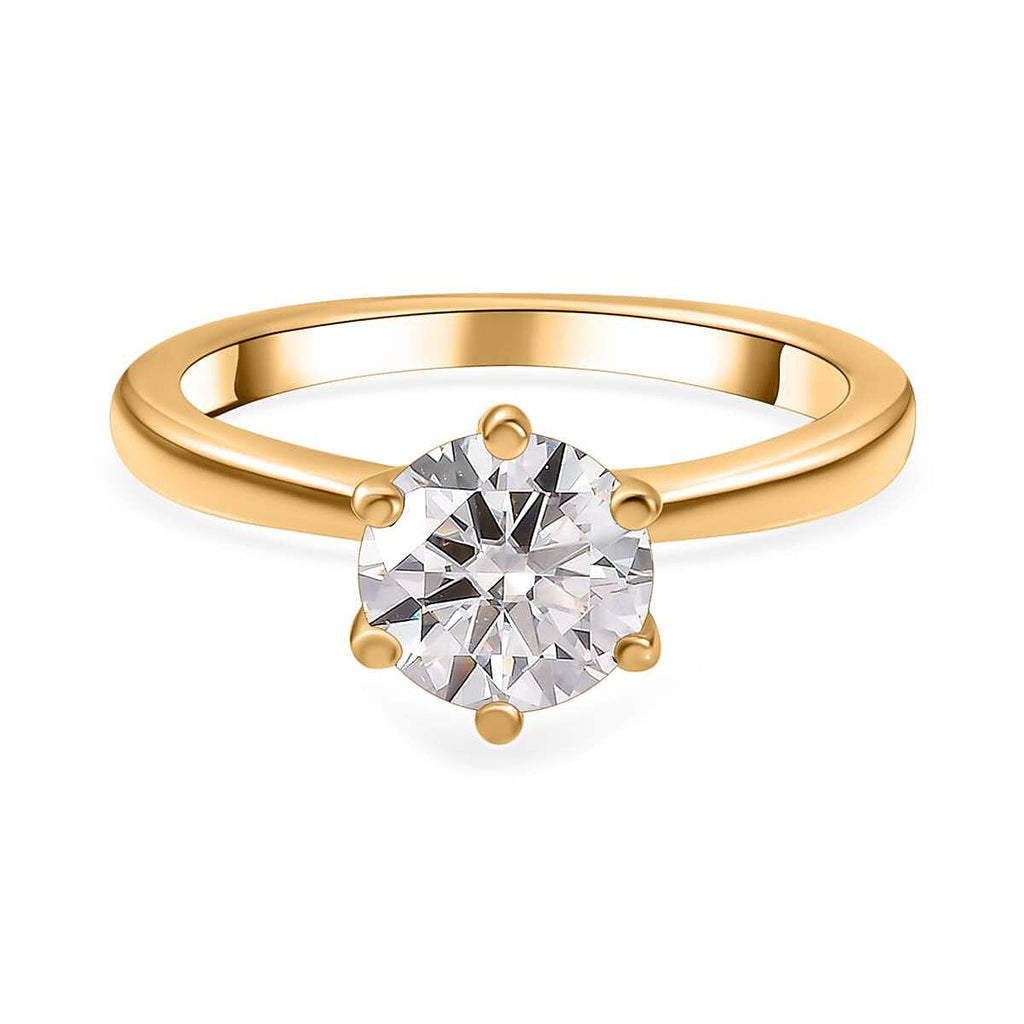 Moissanite  Solitaire Ring in Vermeil YG Sterling Silver 1.10 ct  1.144  Ct.