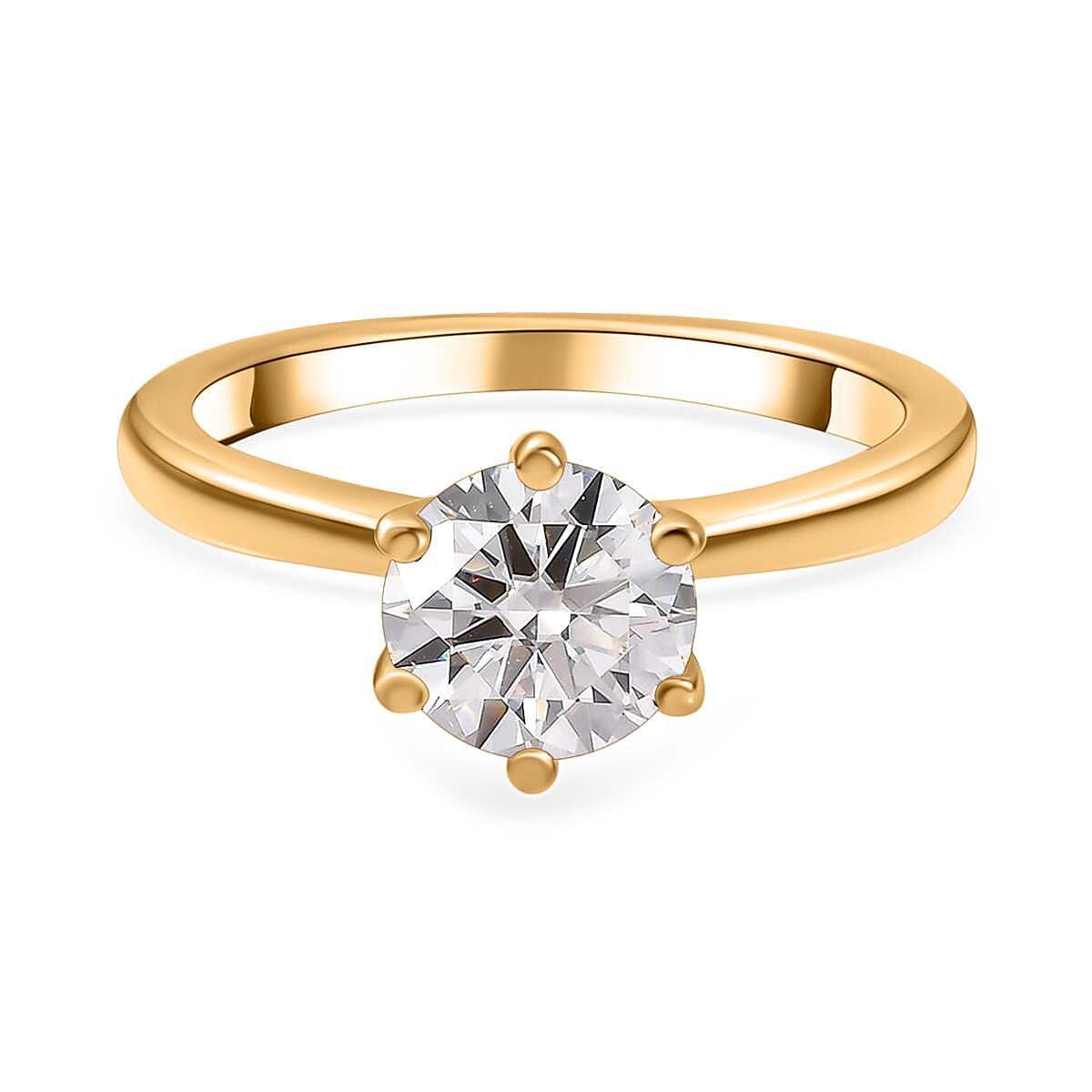 GRA Certified Moissanite Solitaire Ring in 18K Vermeil Yellow Gold Over Sterling Silver 1.14 Ct. (VVS1/D) 7709813 0