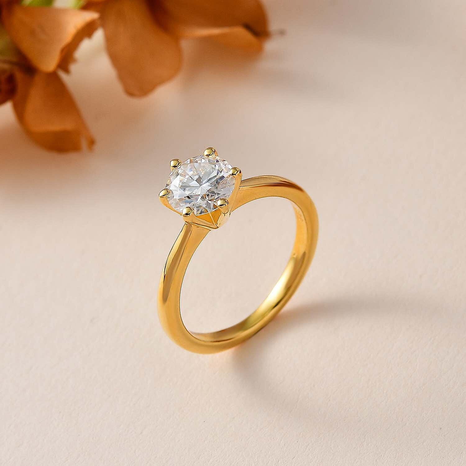 GRA Certified Moissanite Solitaire Ring in 18K Vermeil Yellow Gold Over Sterling Silver 1.14 Ct. (VVS1/D) 7709813 2