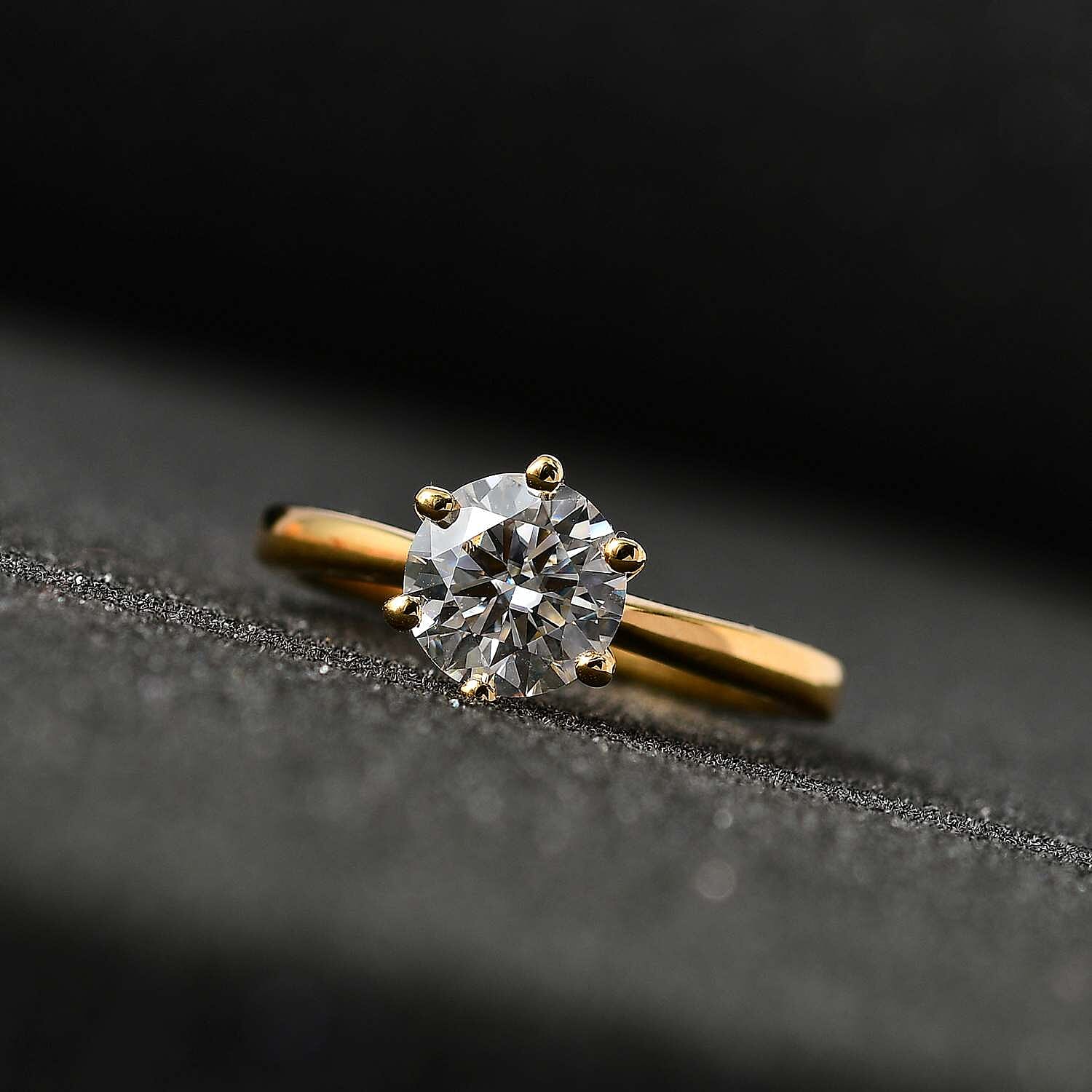 GRA Certified Moissanite Solitaire Ring in 18K Vermeil Yellow Gold Over Sterling Silver 1.14 Ct. (VVS1/D) 7709813 3
