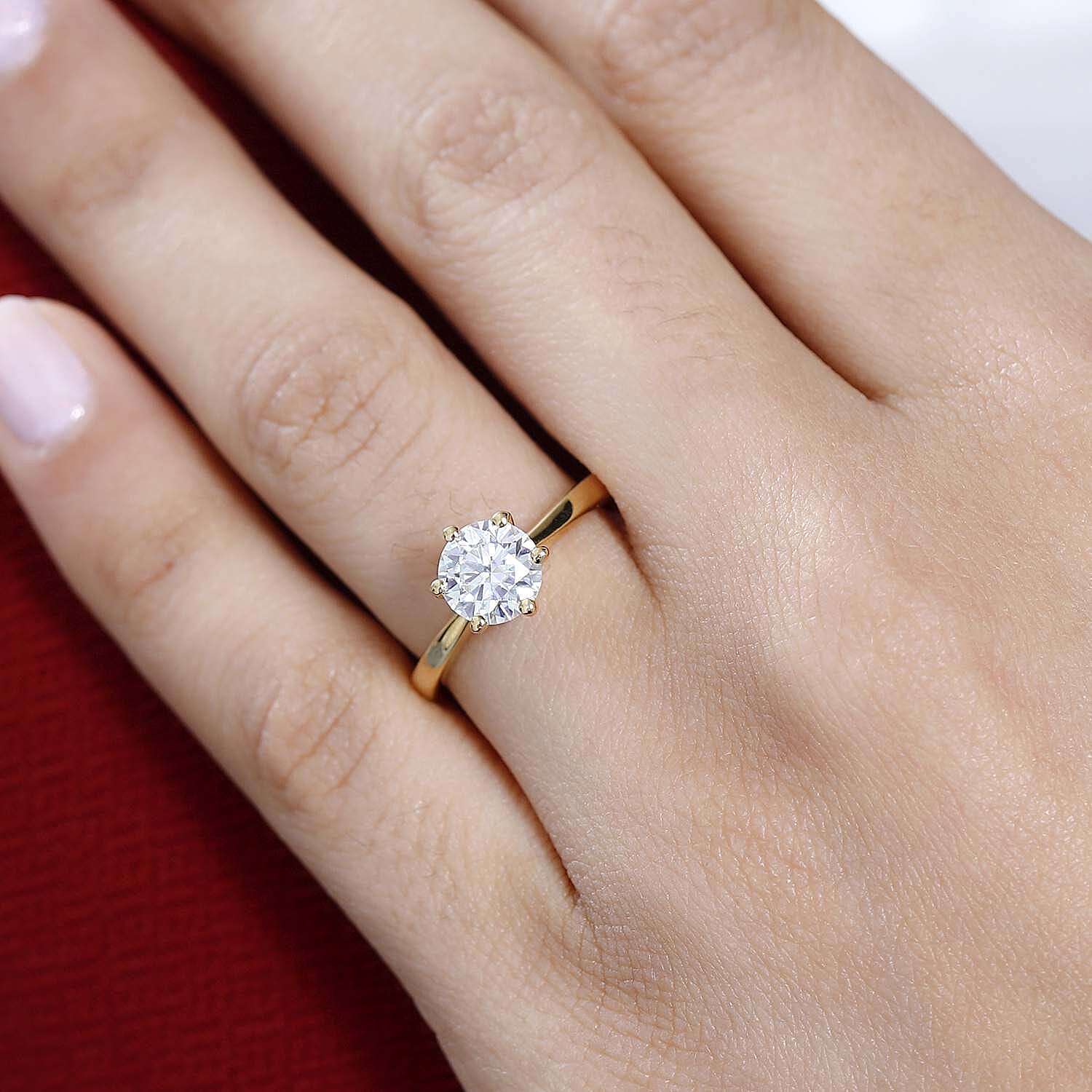 GRA Certified Moissanite Solitaire Ring in 18K Vermeil Yellow Gold Over Sterling Silver 1.14 Ct. (VVS1/D) 7709813 4