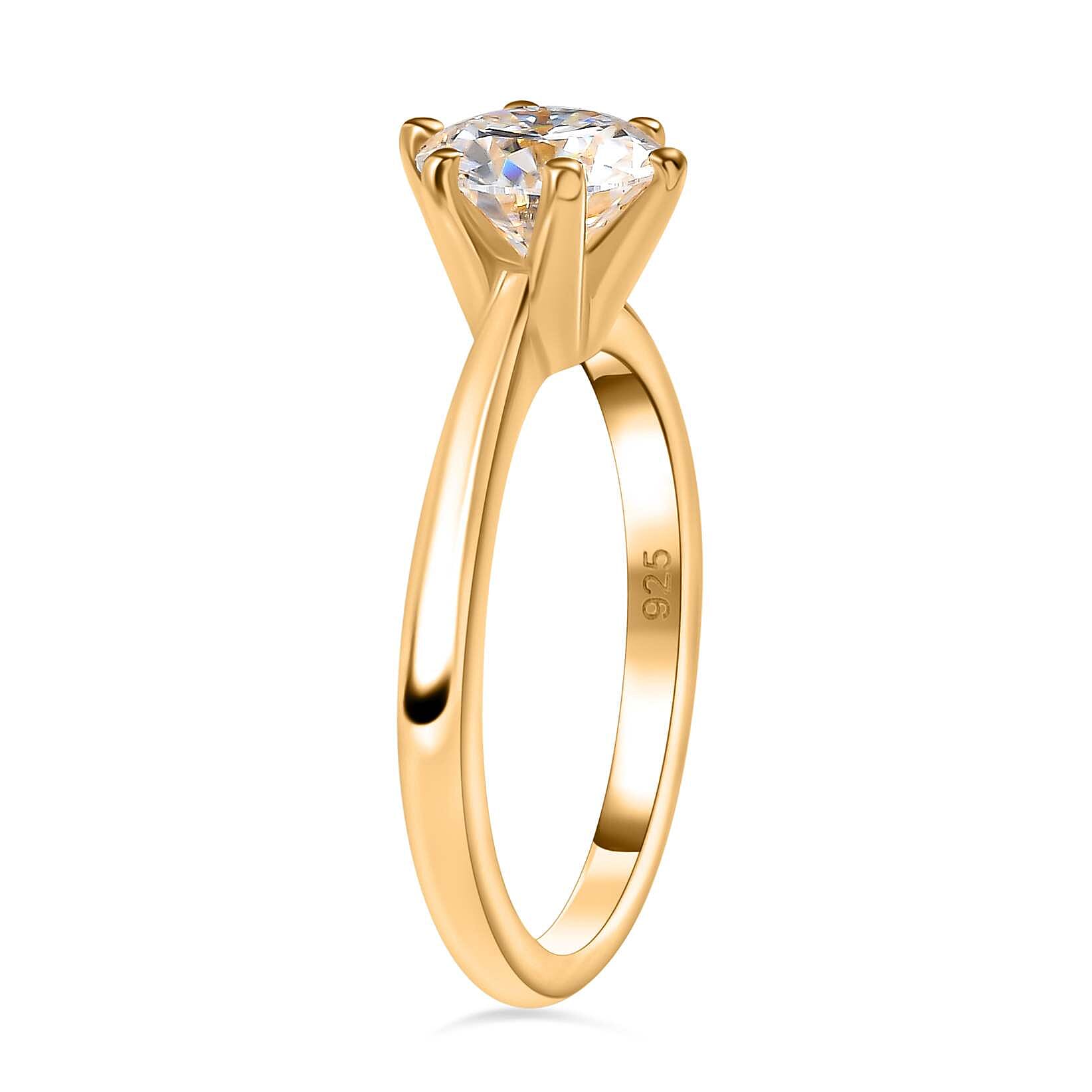 GRA Certified Moissanite Solitaire Ring in 18K Vermeil Yellow Gold Over Sterling Silver 1.14 Ct. (VVS1/D) 7709813 5
