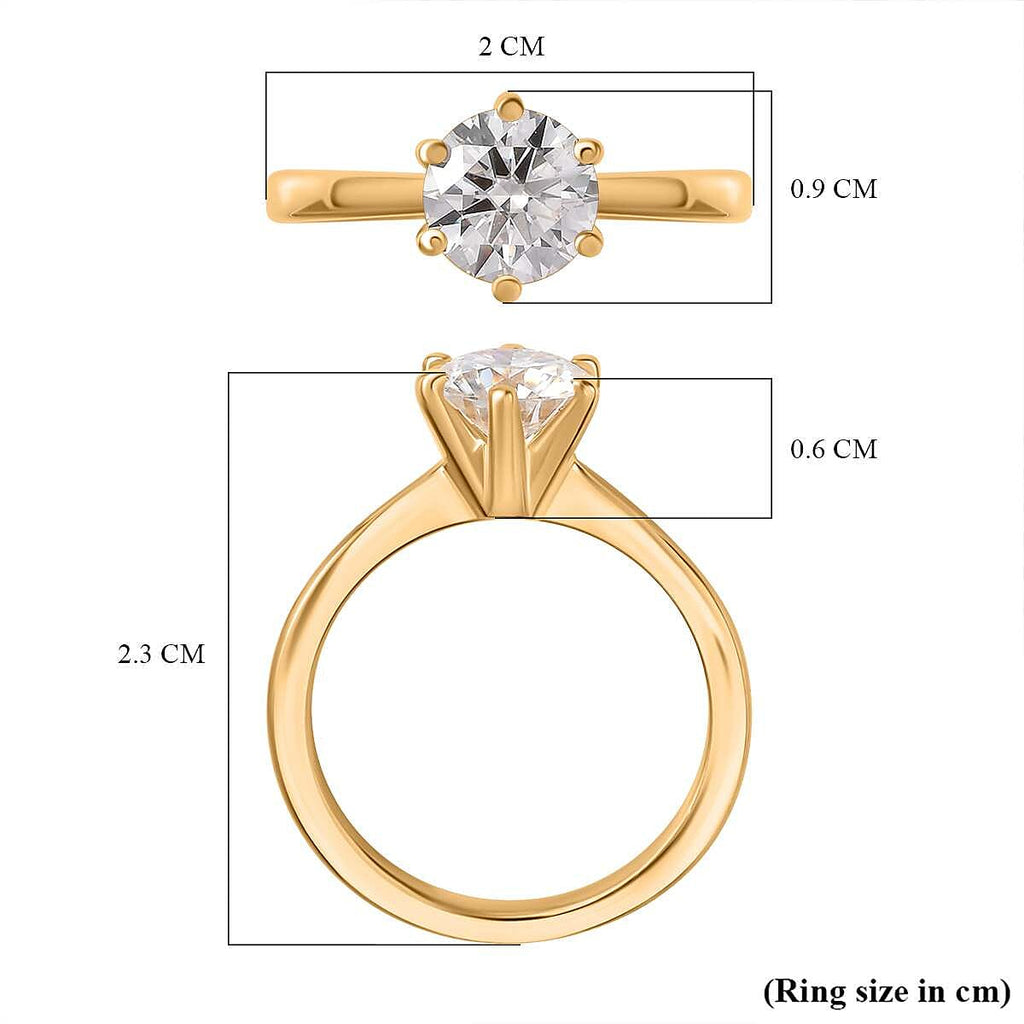 Moissanite  Solitaire Ring in Vermeil YG Sterling Silver 1.10 ct  1.144  Ct.