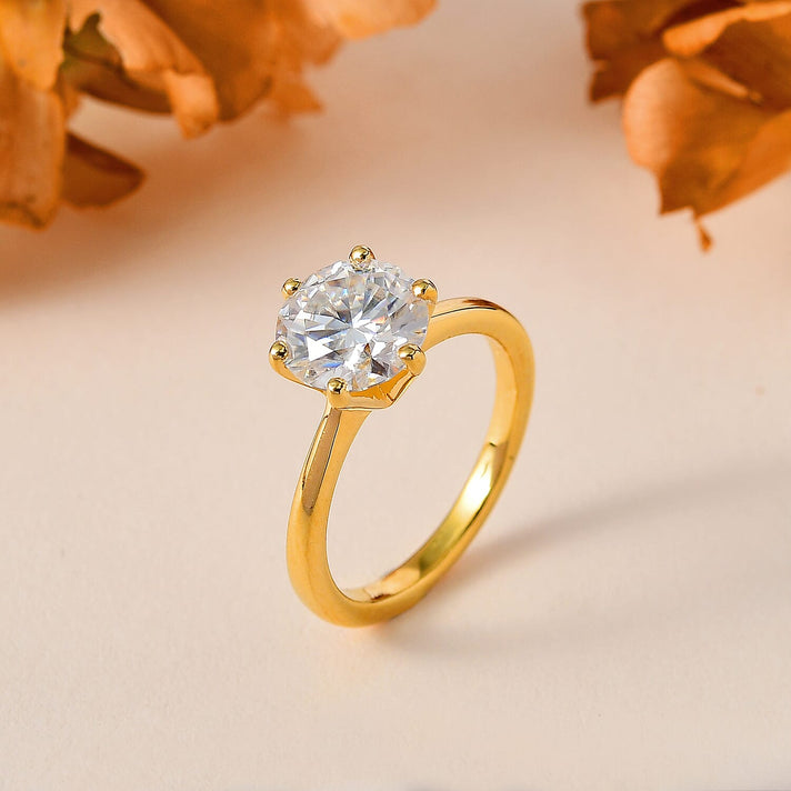 Radianta GRA Certified 2 Ct. Moissanite Solitaire Ring in 18K Vermeil Yellow Gold Over Sterling Silver 7709870 2