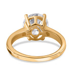 Moissanite Solitaire Ring in 18K Vermeil YG Plated Sterling Silver 2.10 Ct