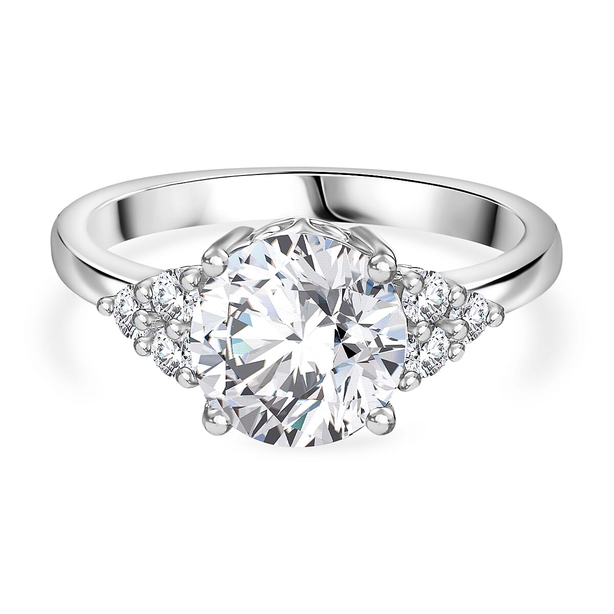 Moissanite Solitaire Ring in Rhodium Overlay Sterling Silver 1.96 Ct. 7855852 0