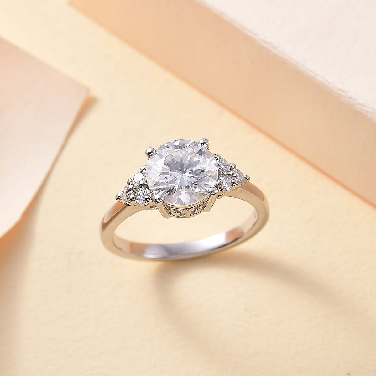 Moissanite Solitaire Ring in Rhodium Overlay Sterling Silver 1.96 Ct. 7855852 1