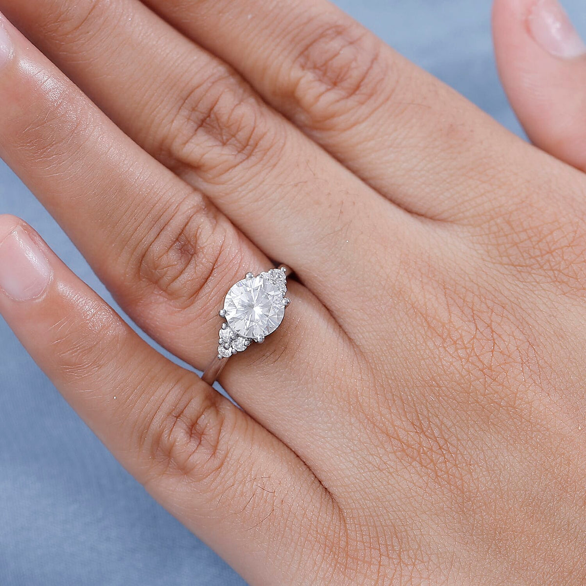 Moissanite Solitaire Ring in Rhodium Overlay Sterling Silver 1.96 Ct. 7855852 2