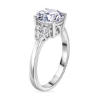 Moissanite Solitaire Ring in Rhodium Sterling Silver 1.96 Ct.