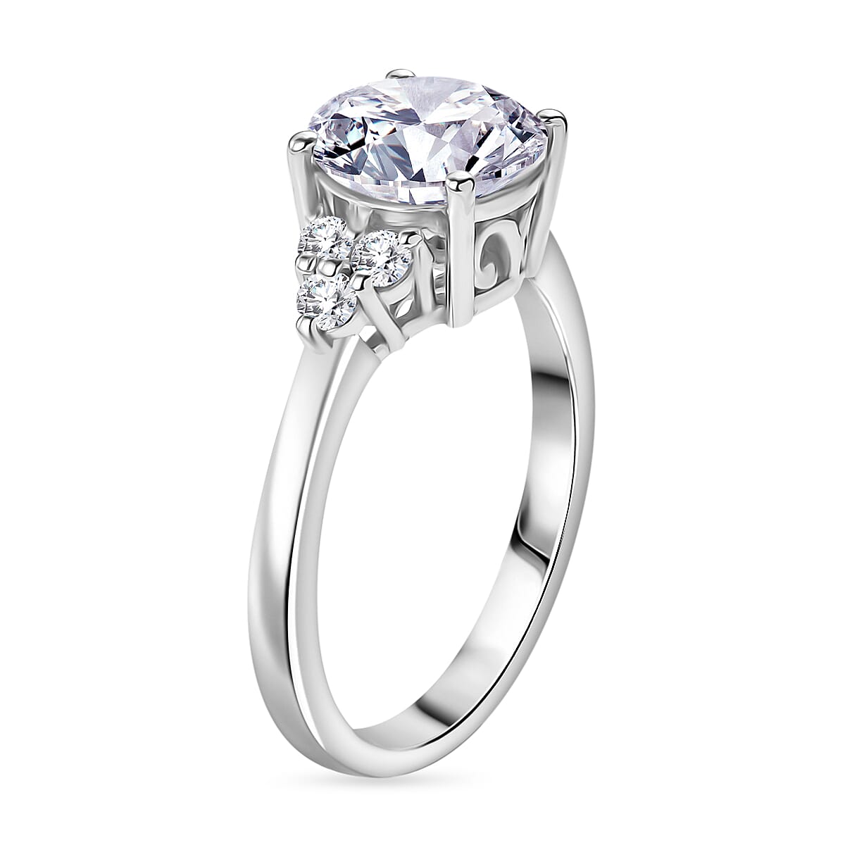 Moissanite Solitaire Ring in Rhodium Overlay Sterling Silver 1.96 Ct. 7855852 3