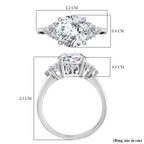 Moissanite Solitaire Ring in Rhodium Sterling Silver 1.96 Ct.