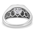 Moissanite Solitaire Mens Ring in Platinum Overlay Sterling Silver 1.72 Ct