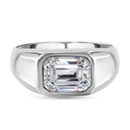 Moissanite Solitaire Signet Ring in Rhodium Overlay Sterling Silver 1.60 Ct.