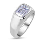 Moissanite Solitaire Signet Ring in Rhodium Overlay Sterling Silver 1.60 Ct.