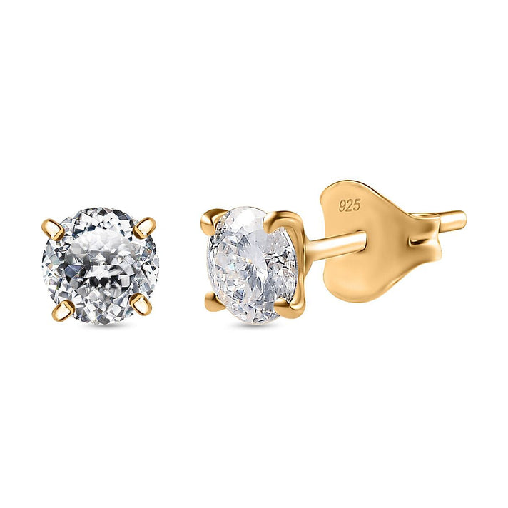 Moissanite Solitaire Stud Earrings in 18K Vermeil Yellow Gold Plated Sterling Silver 7797784 1