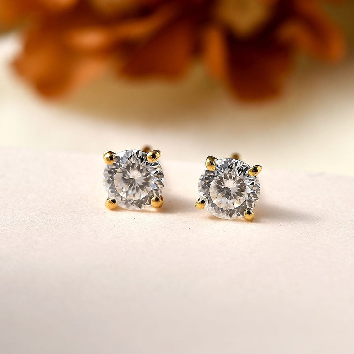 Moissanite Solitaire Stud Earrings in 18K Vermeil Yellow Gold Plated Sterling Silver 7797784 2