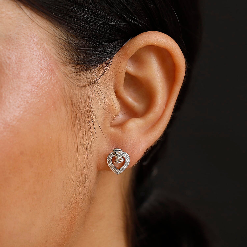 Moissanite Solitaire Stud Earring with Push Back in Rhodium Overlay Sterling Silver