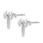 Moissanite Solitaire Stud Earring with Push Back in Rhodium Overlay Sterling Silver