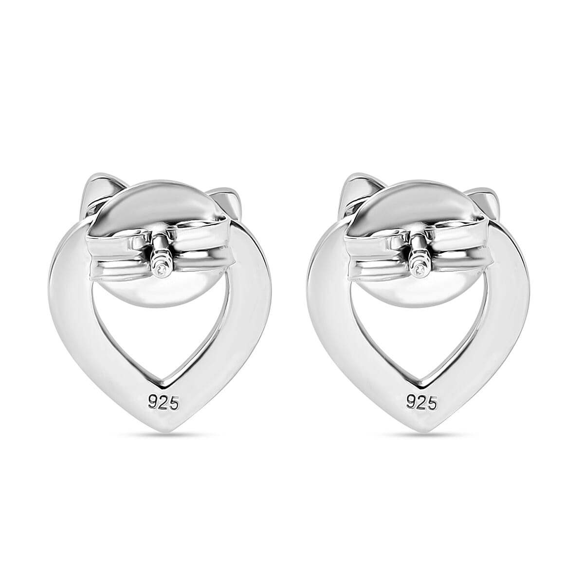 Moissanite Solitaire Heart Knot Earrings in Rhodium Overlay Sterling Silver 8047625 11