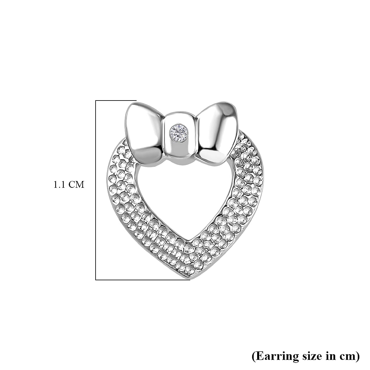 Moissanite Solitaire Heart Knot Earrings in Rhodium Overlay Sterling Silver 8047625 12