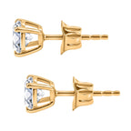 Moissanite Solitaire Stud Earring with Push Back in Yellow Gold Plated Sterling Silver 1.20 Ct