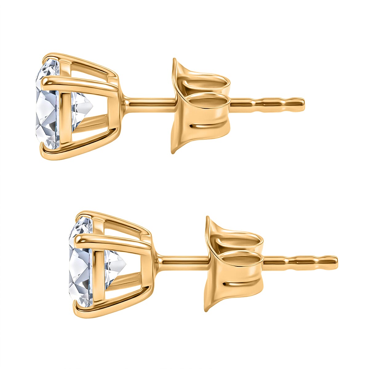 Moissanite Solitaire Stud Earring with Push Back in Yellow Gold Plated Sterling Silver 1.20 Ct 8419134 4
