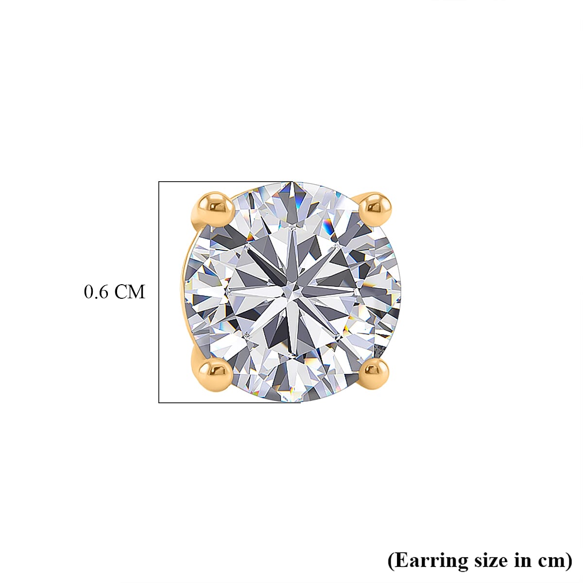 Moissanite Solitaire Stud Earring with Push Back in Yellow Gold Plated Sterling Silver 1.20 Ct 8419134 5