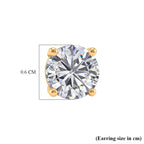 Moissanite Solitaire Stud Earring with Push Back in Yellow Gold Plated Sterling Silver 1.20 Ct