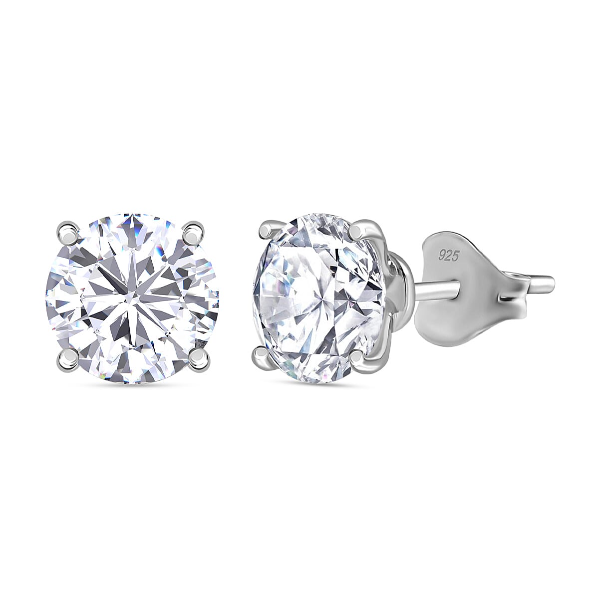 Moissanite Solitaire Stud Earrings in Rhodium Overlay Sterling Silver 8066986 0