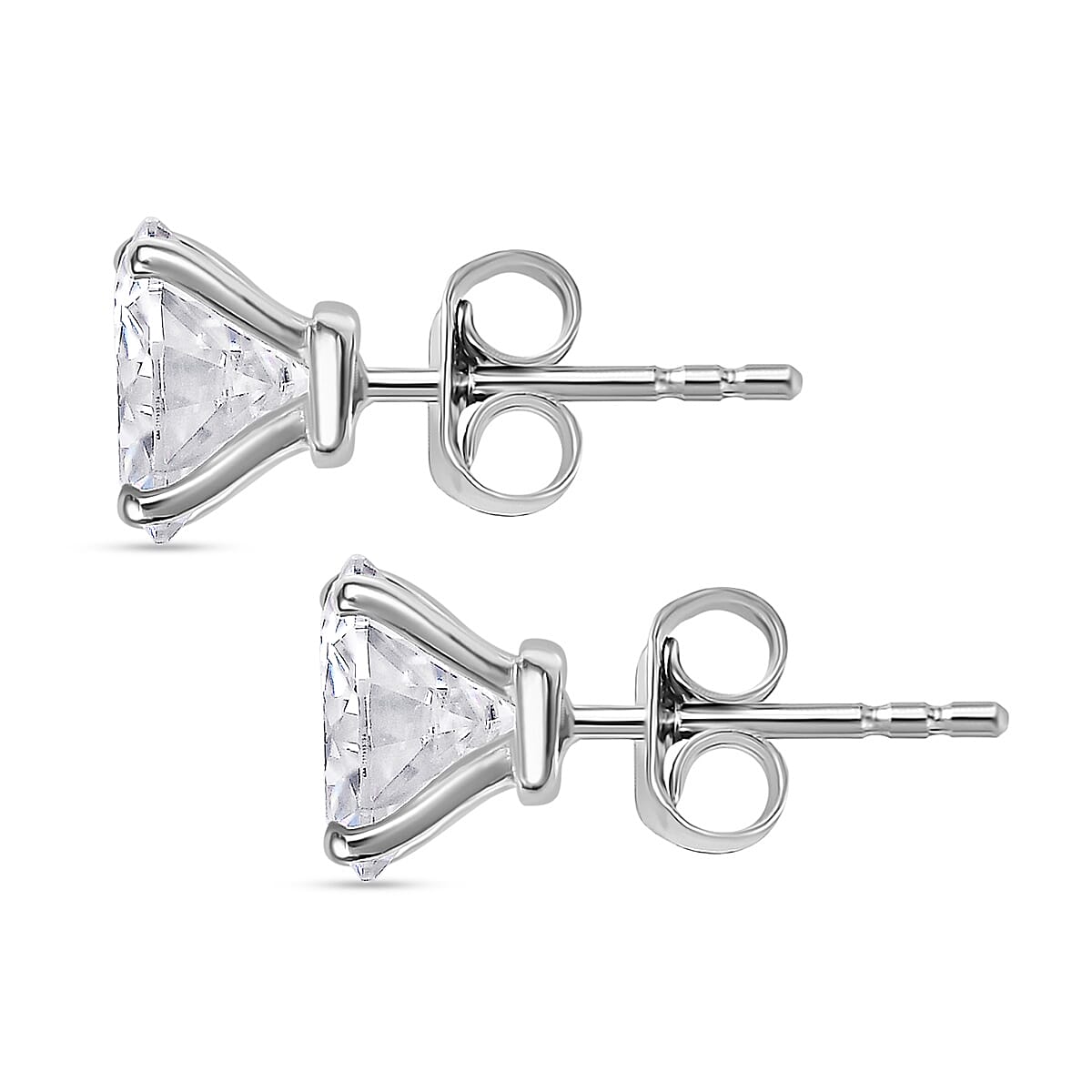 Moissanite Solitaire Stud Earrings in Rhodium Overlay Sterling Silver 8066986 4