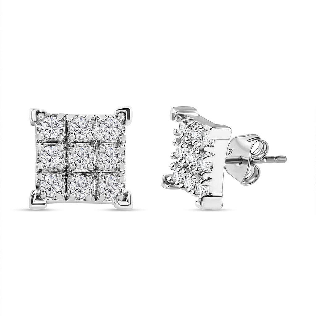 Royal Bali Collection - D'Joy Moissanite Sterling Silver Cluster Push Back Earrings