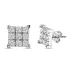 Royal Bali Collection - D'Joy Moissanite Sterling Silver Cluster Push Back Earrings