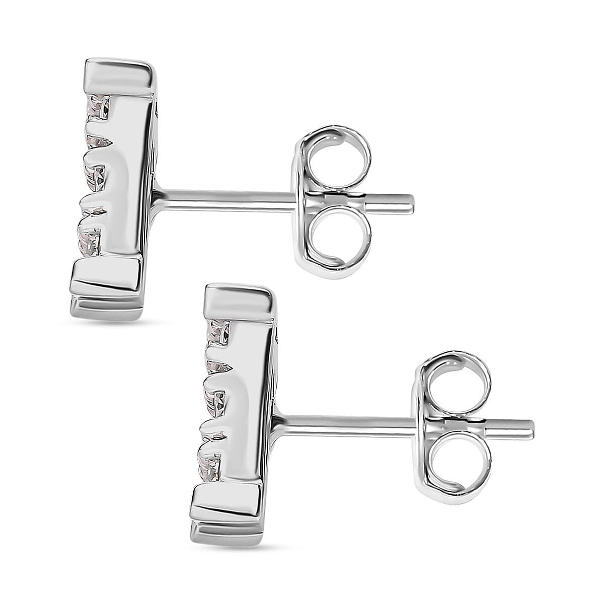 0.45 Ct Moissanite 9 Stone Square Stud Earrings in Sterling Silver 7561346 4