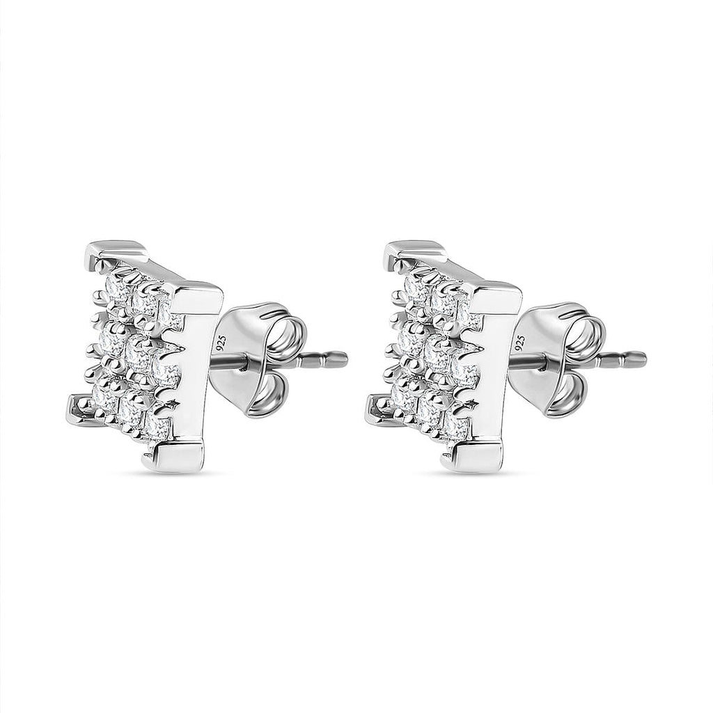 Royal Bali Collection - D'Joy Moissanite Sterling Silver Cluster Push Back Earrings