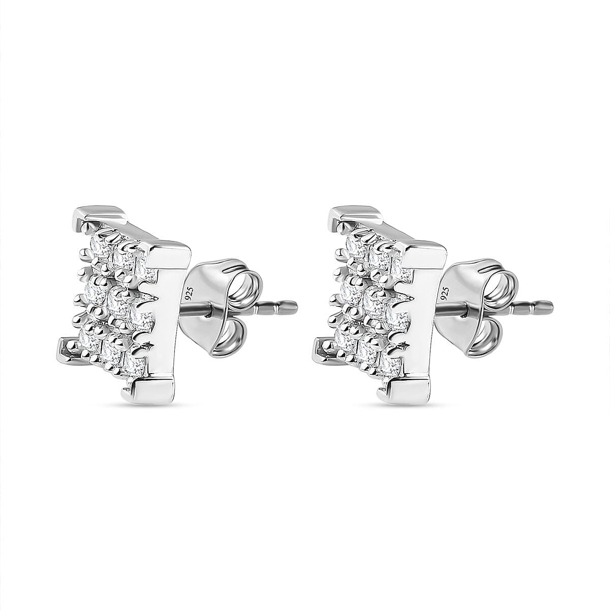 0.45 Ct Moissanite 9 Stone Square Stud Earrings in Sterling Silver 7561346 5