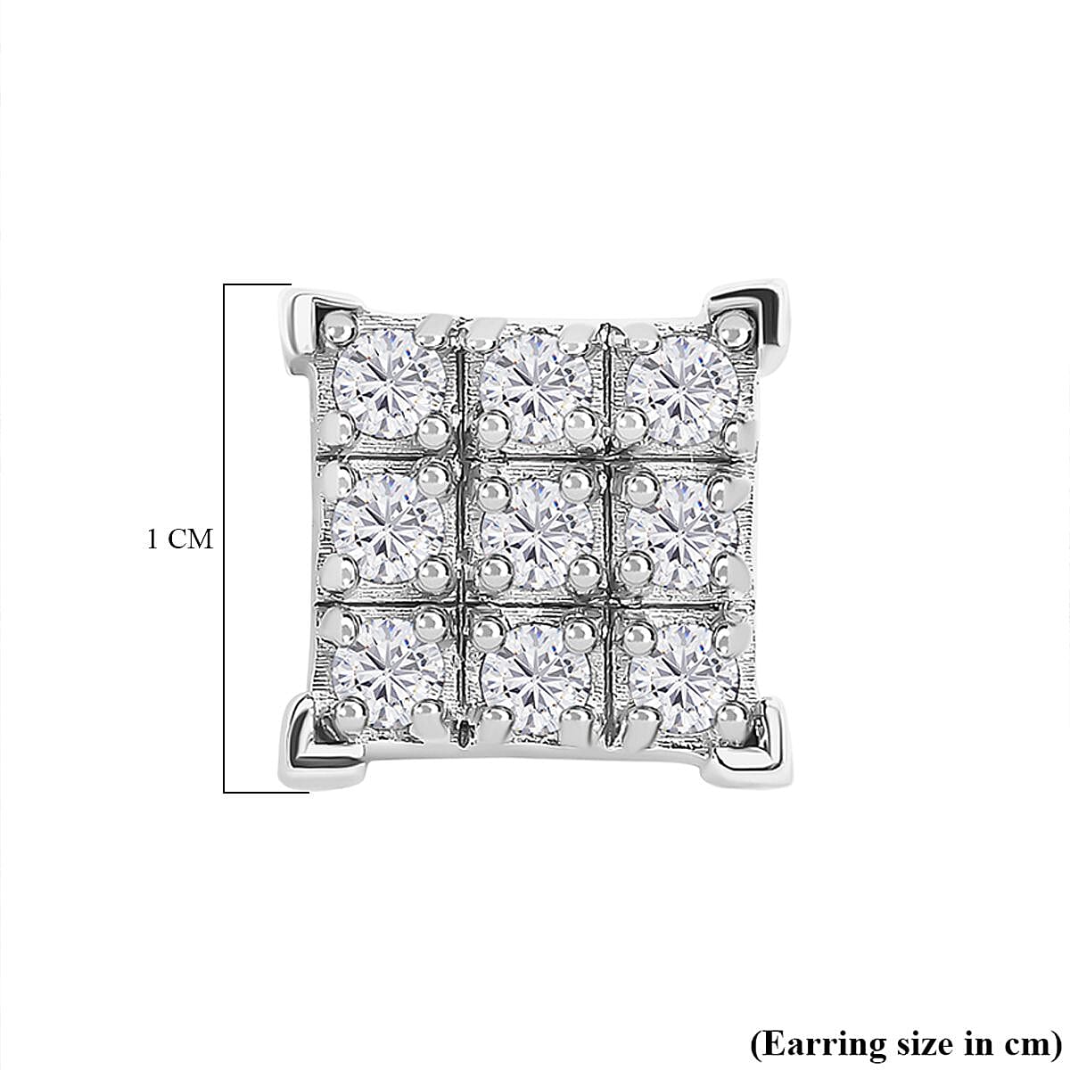 0.45 Ct Moissanite 9 Stone Square Stud Earrings in Sterling Silver 7561346 6