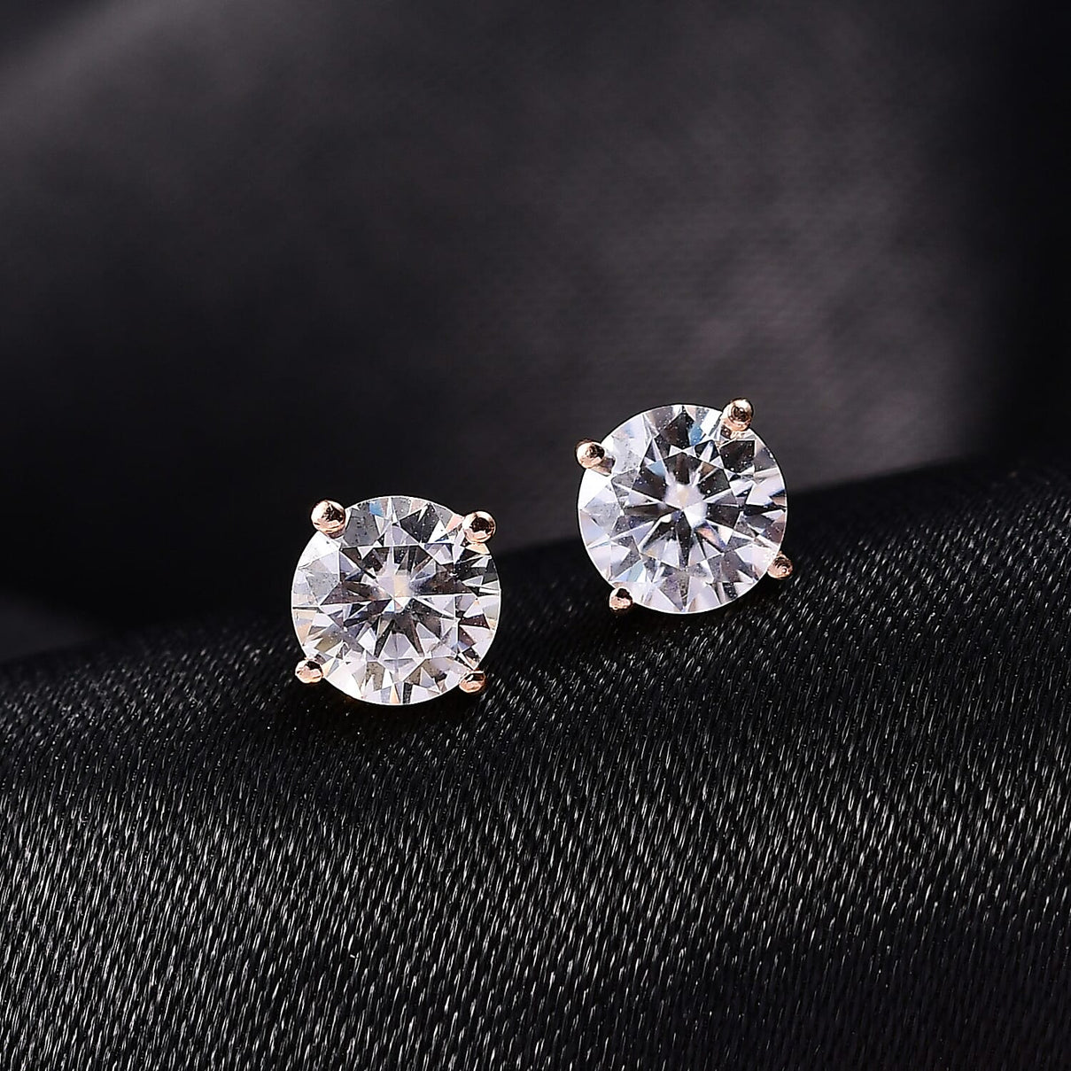 Moissanite Solitaire Stud Push Post Earring in Rose Gold Plated Sterling Silver 0.88 Ct. 8321381 2