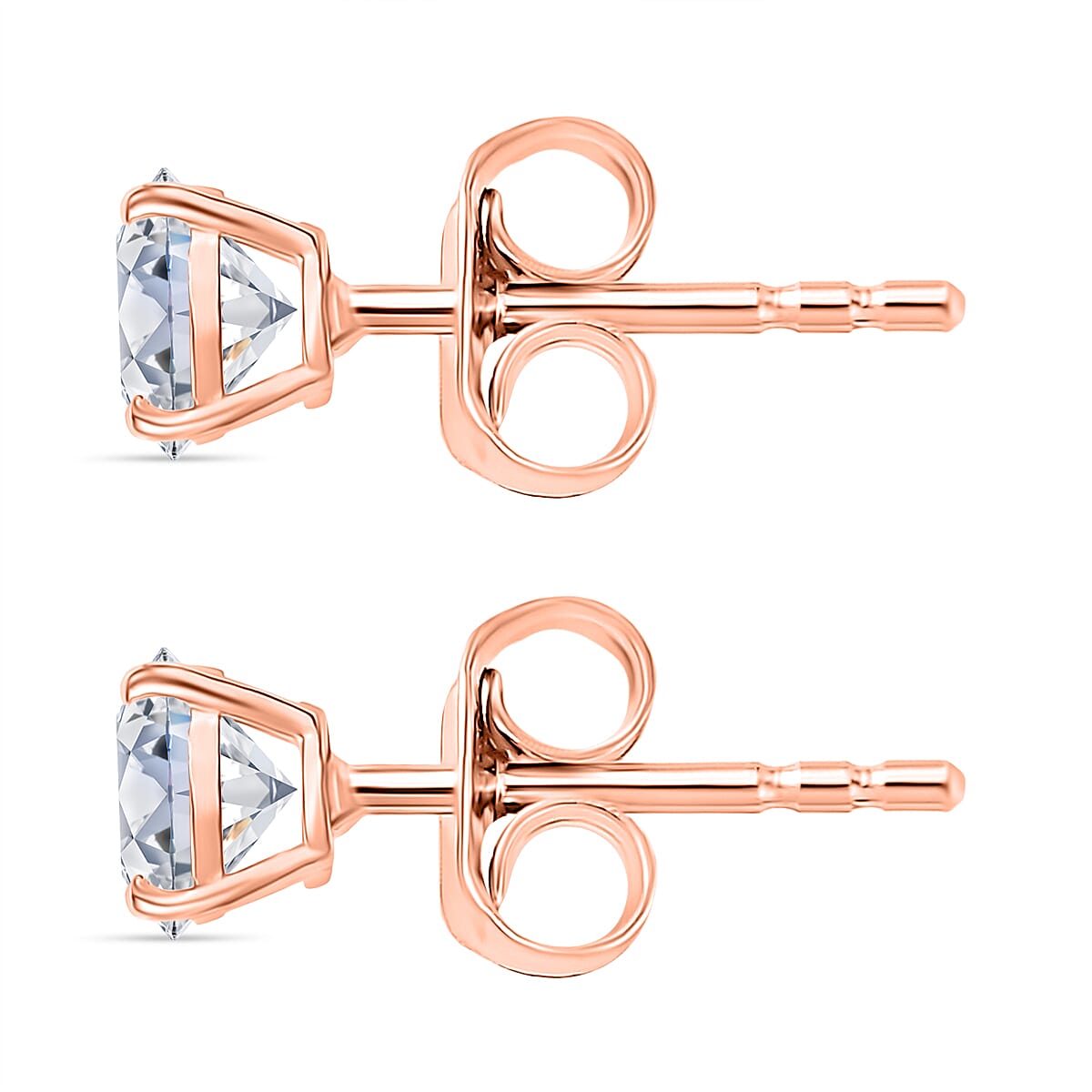 Moissanite Solitaire Stud Push Post Earring in Rose Gold Plated Sterling Silver 0.88 Ct. 8321381 4
