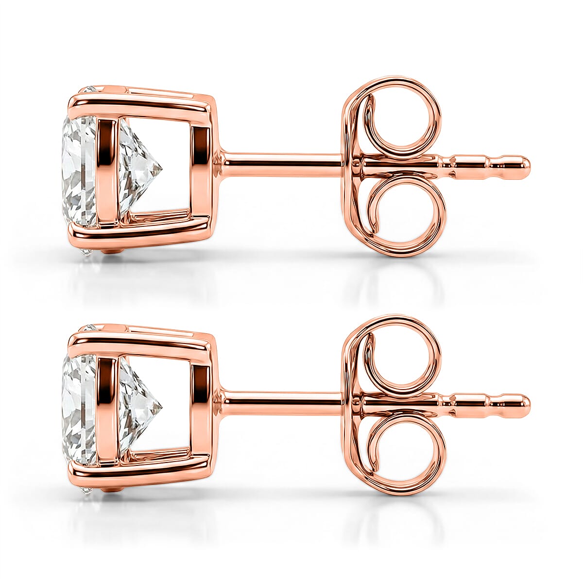 Royal Bali Collection - Moissanite Solitaire Stud Earring with Push Post in 18K Vermeil Rose Gold Plated Sterling Silver 1.51 Ct. V32530720 4