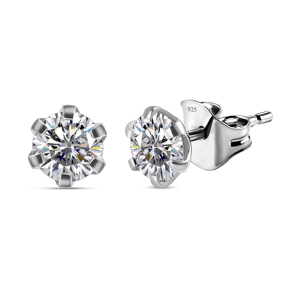 Moissanite Solitaire Stud Earrings in Sterling Silver 1.59 ct. 7211250 0