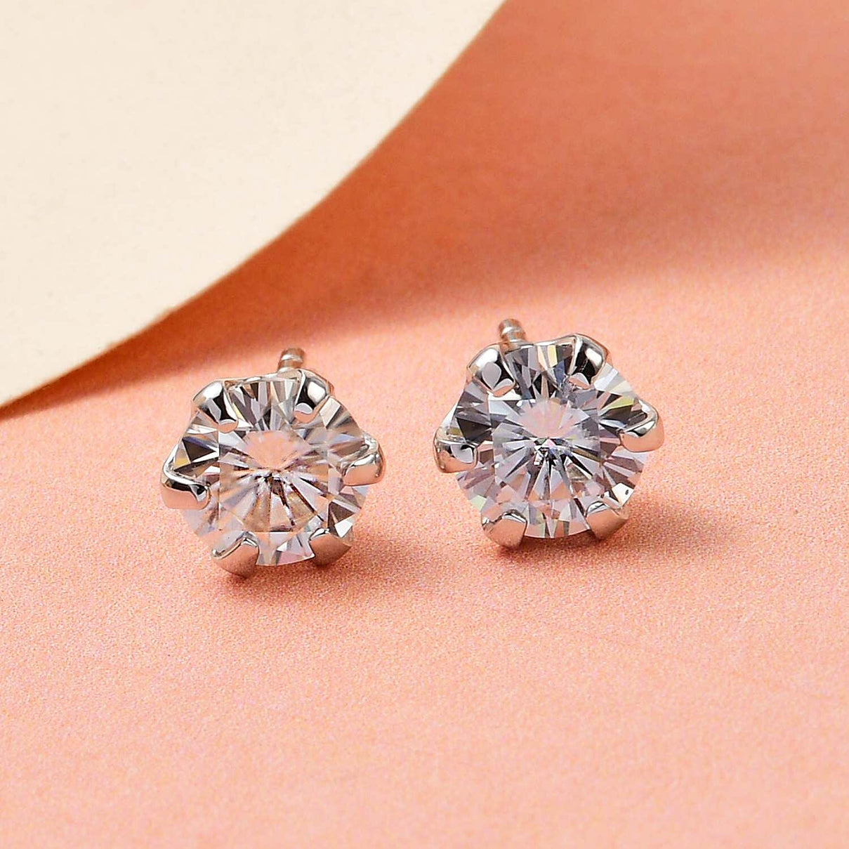Moissanite Solitaire Stud Earrings in Sterling Silver 1.59 ct. 7211250 2