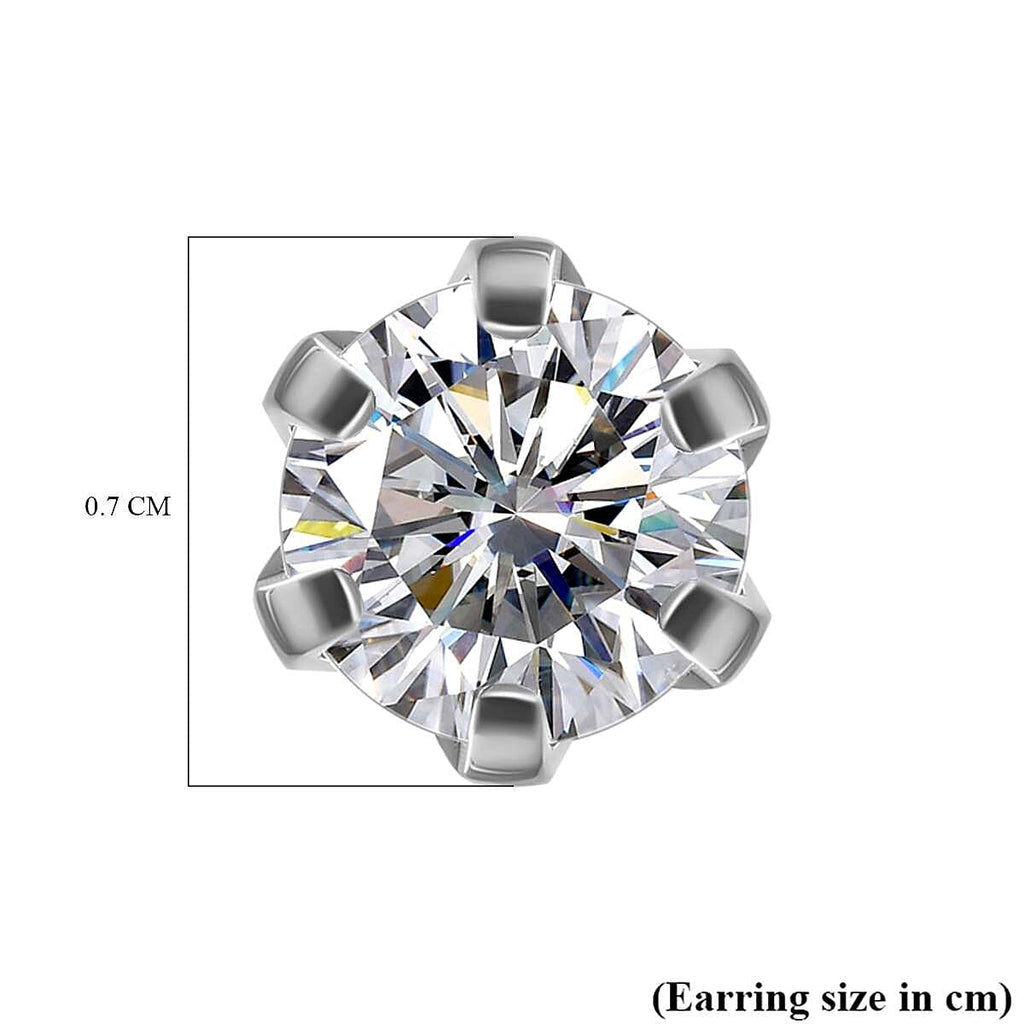 Moissanite Solitaire Stud Push Post Earring Sterling Silver 1.72 Ct.