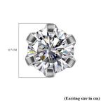 Moissanite Solitaire Stud Push Post Earring Sterling Silver 1.72 Ct.