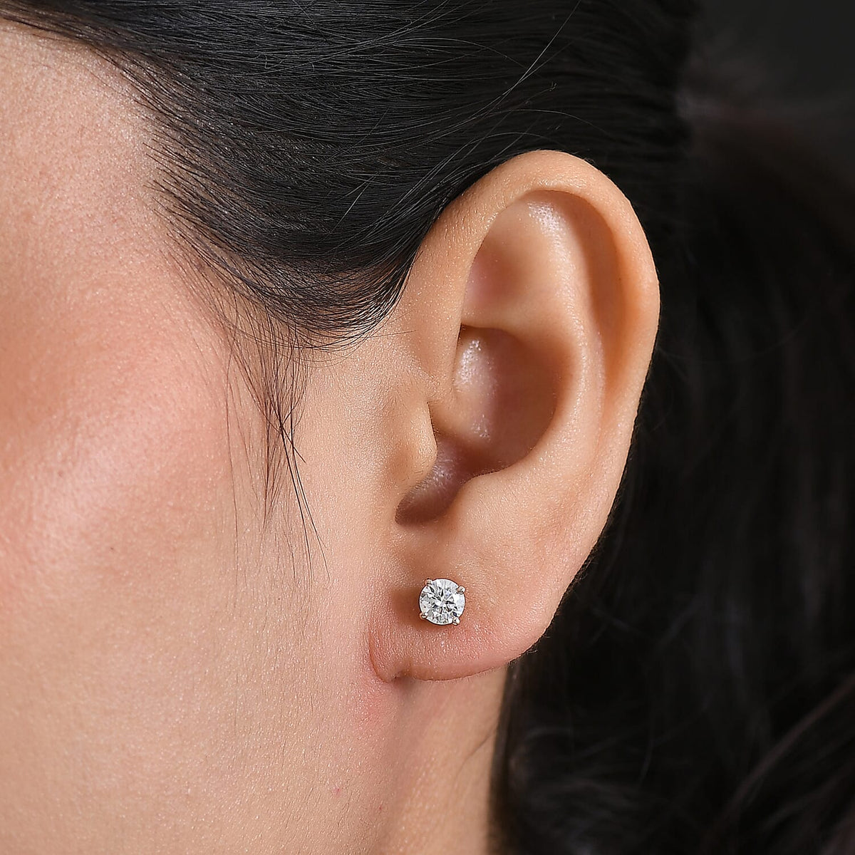 Royal Bali Collection - Moissanite Solitaire Stud Push Post Earring in Rose Gold Plated Sterling Silver 2.41 Ct. 8427234 3
