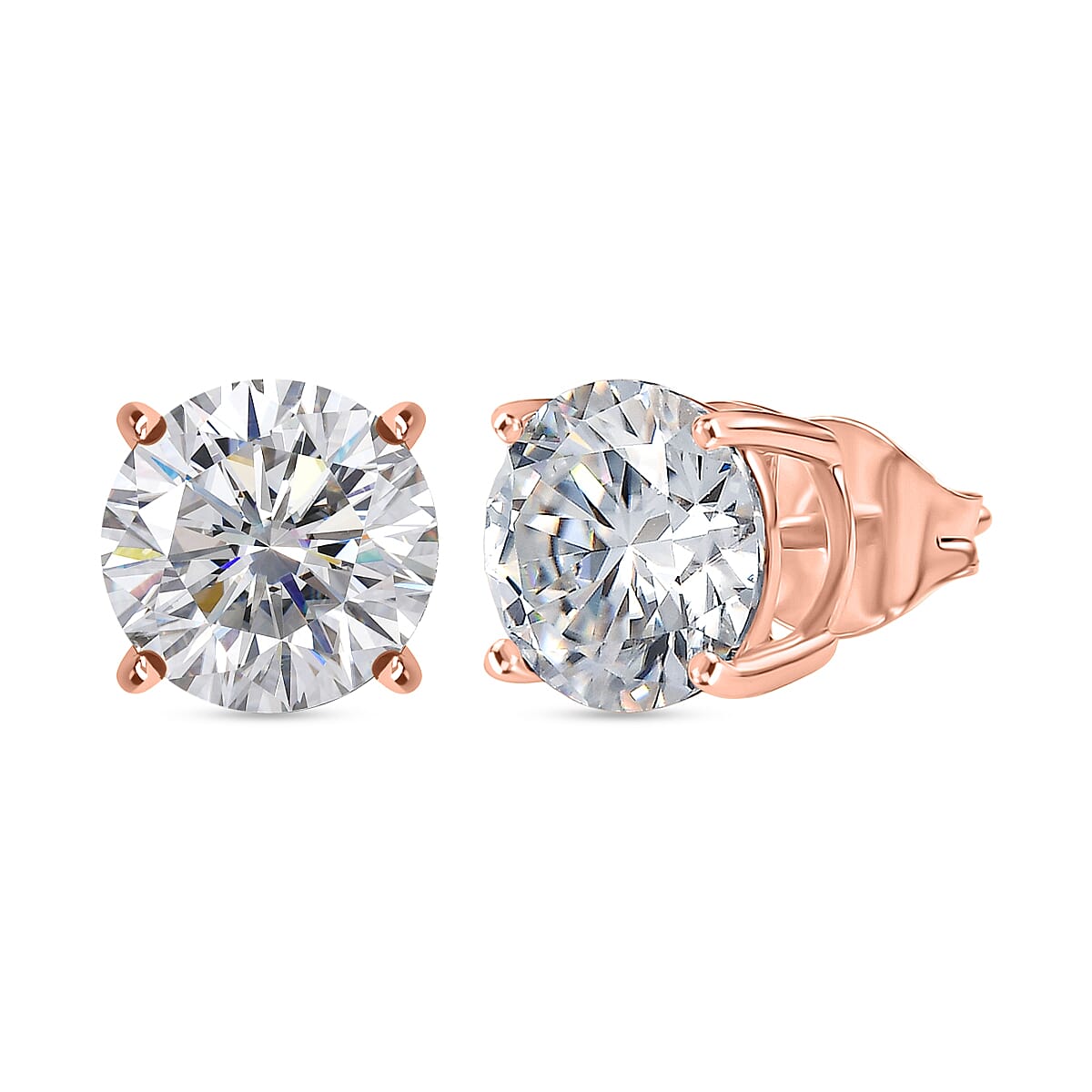 D'Joy Moissanite Solitaire Stud Earring with Pust Back in Rose Gold Plated Sterling Silver 3.70 Ct. V32623591 0
