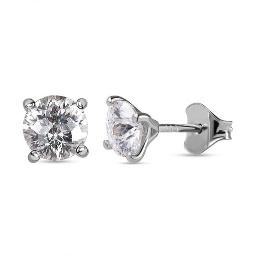 Moissanite Solitaire Stud Earrings (with Push Back) in Platinum Overlay Sterling Silver 1.618 Ct.