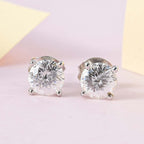 Moissanite Solitaire Stud Earrings with Push Back in Platinum Overlay Sterling Silver 1.62 Ct.