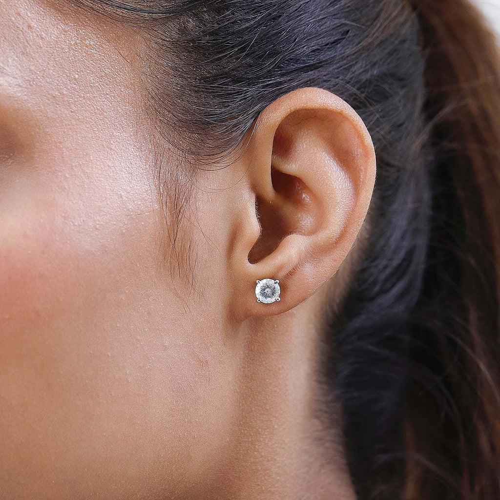 Moissanite Solitaire Stud Earrings with Push Back in Platinum Overlay Sterling Silver 1.62 Ct.