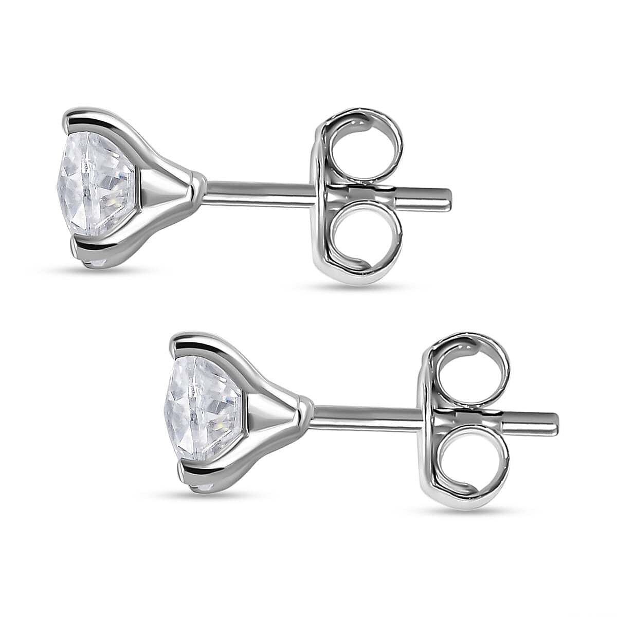 Moissanite Solitaire Stud Earrings with Push Back in Platinum Overlay Sterling Silver 1.62 Ct. 7346955 4